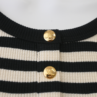 CELINE | Striped Ribbed Cotton T-Shirt