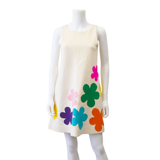 LISA PERRY | Ivory Floral Pop Wool Shift Dress