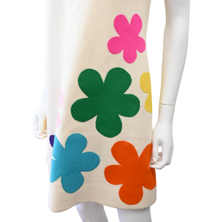 LISA PERRY | Ivory Floral Pop Wool Shift Dress