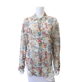 KHAITE | Goya Floral Sheer Silk Chiffon Blouse