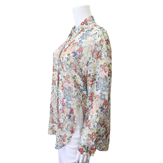 KHAITE | Goya Floral Sheer Silk Chiffon Blouse
