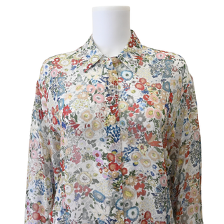 KHAITE | Goya Floral Sheer Silk Chiffon Blouse