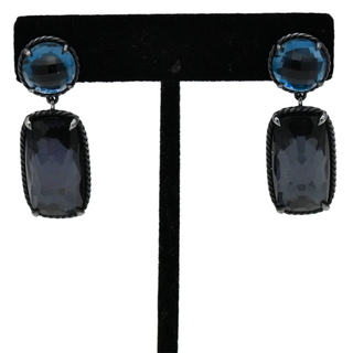 Chatelaine Blue Topaz & Black Orchid Drop Earrings