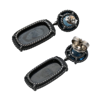Chatelaine Blue Topaz & Black Orchid Drop Earrings