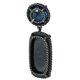 Chatelaine Blue Topaz & Black Orchid Drop Earrings