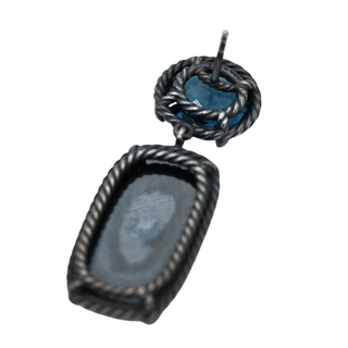 Chatelaine Blue Topaz & Black Orchid Drop Earrings