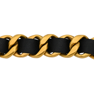 Black Leather Chain-Link Bracelet