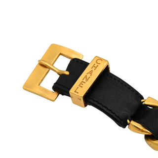 Black Leather Chain-Link Bracelet