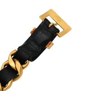 Black Leather Chain-Link Bracelet