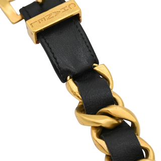 Black Leather Chain-Link Bracelet