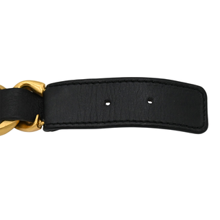 Black Leather Chain-Link Bracelet