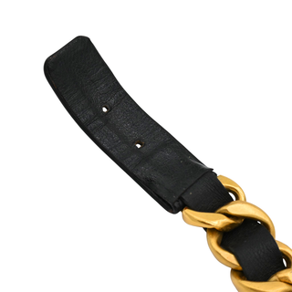 Black Leather Chain-Link Bracelet