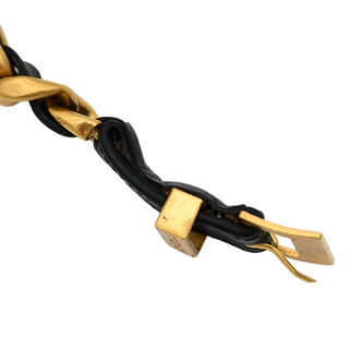 Black Leather Chain-Link Bracelet