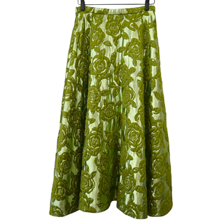 Metallic Rose Brocade Midi Skirt