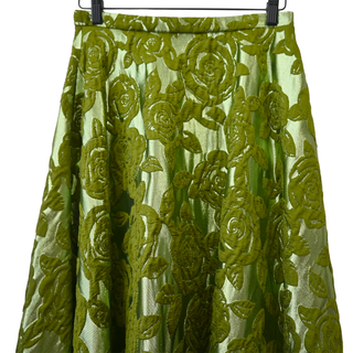 Metallic Rose Brocade Midi Skirt