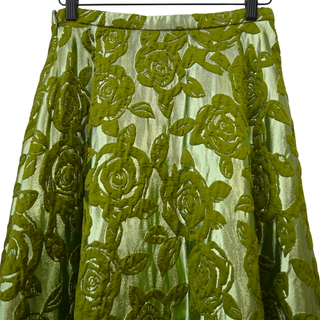 Metallic Rose Brocade Midi Skirt