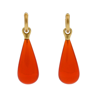 Fire Opal & Diamonds Drop Earrings
