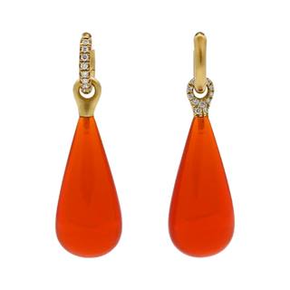 Fire Opal & Diamonds Drop Earrings
