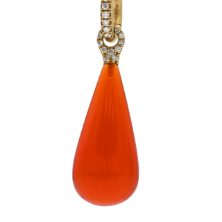 Fire Opal & Diamonds Drop Earrings