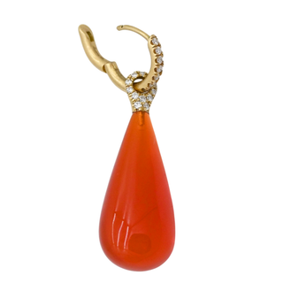 Fire Opal & Diamonds Drop Earrings