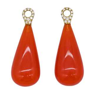 Fire Opal & Diamonds Drop Earrings