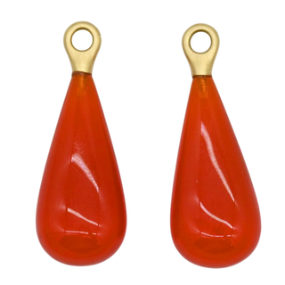 Fire Opal & Diamonds Drop Earrings