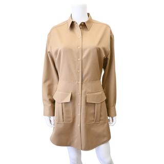 Sand Wool Mini Shirt Dress