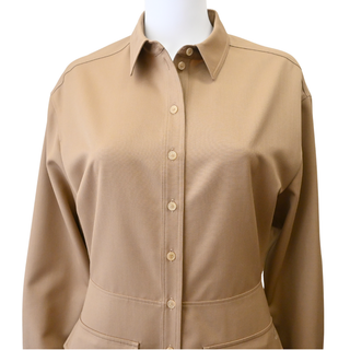 Sand Wool Mini Shirt Dress