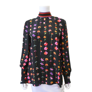 Multicolor Floral Print Silk Blouse