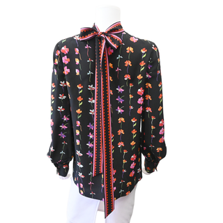 Multicolor Floral Print Silk Blouse