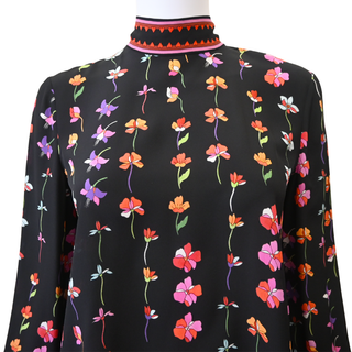 Multicolor Floral Print Silk Blouse