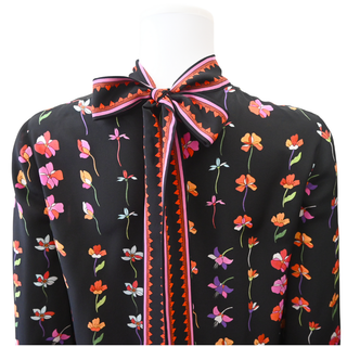 Multicolor Floral Print Silk Blouse
