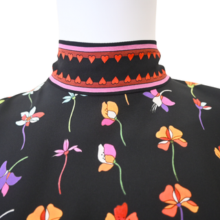 Multicolor Floral Print Silk Blouse