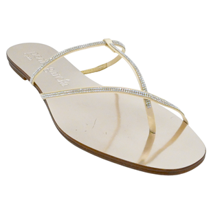 Swarovski Crystal Metallic Strappy Flat Sandals