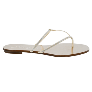 Swarovski Crystal Metallic Strappy Flat Sandals