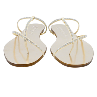 Swarovski Crystal Metallic Strappy Flat Sandals