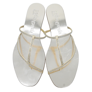 Swarovski Crystal Metallic Strappy Flat Sandals