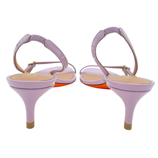 Lilac Patent Double-Buckle Slingback Kitten Heels