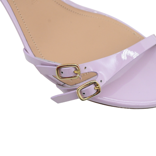 Lilac Patent Double-Buckle Slingback Kitten Heels