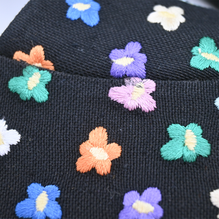 Black Floral Embroidered Platform Sandals