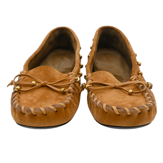 Milly Embellished Whipstitched Suede Loafers