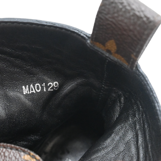 Star Trail Black Leather Monogram Platform Ankle Boots