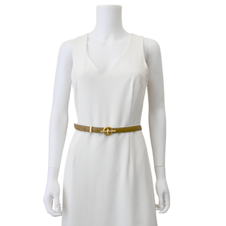 T Bar Ostrich-Embossed Leather Belt
