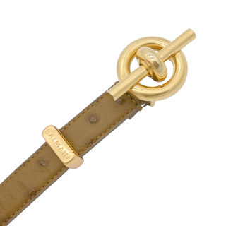 T Bar Ostrich-Embossed Leather Belt