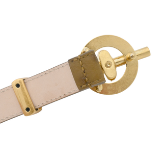 T Bar Ostrich-Embossed Leather Belt