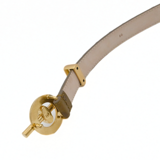T Bar Ostrich-Embossed Leather Belt