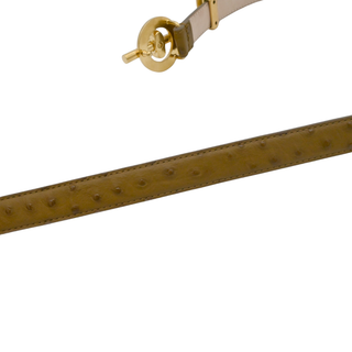 T Bar Ostrich-Embossed Leather Belt