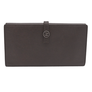 Dark Brown Leather CC Snap Continental Long Wallet