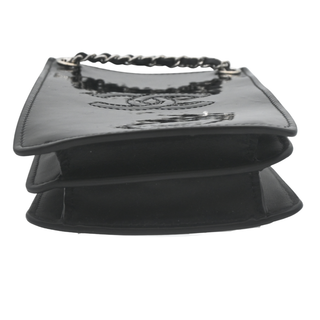 Black Patent Leather CC Chain Phone Holder