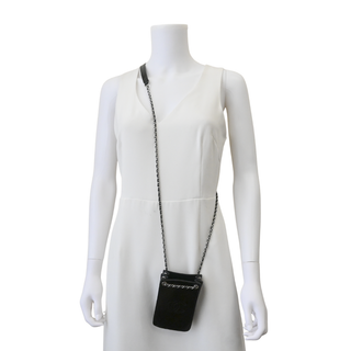 Black Patent Leather CC Chain Phone Holder